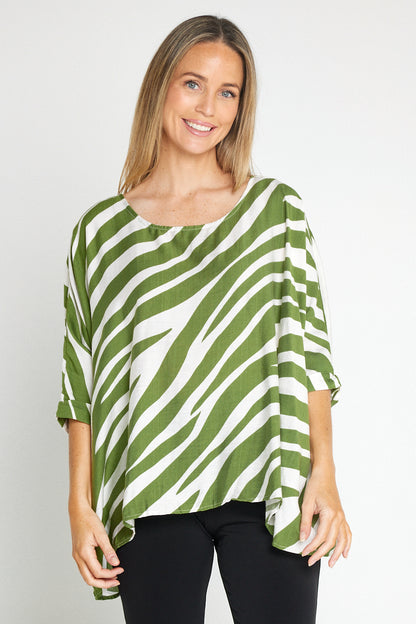 Amalia Top - Green Print