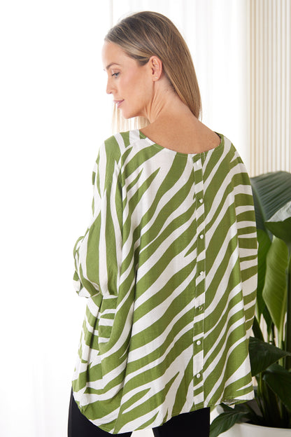 Amalia Top - Green Print