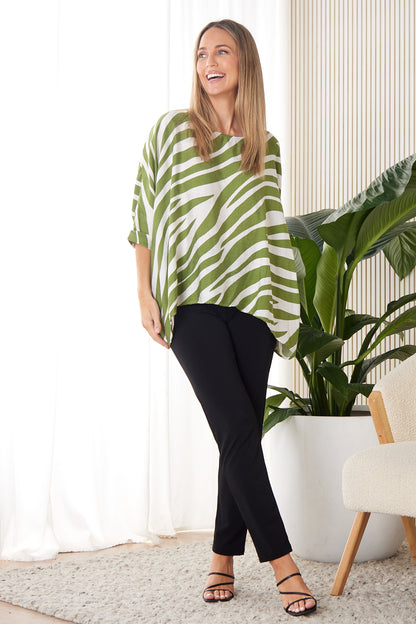 Amalia Top - Green Print