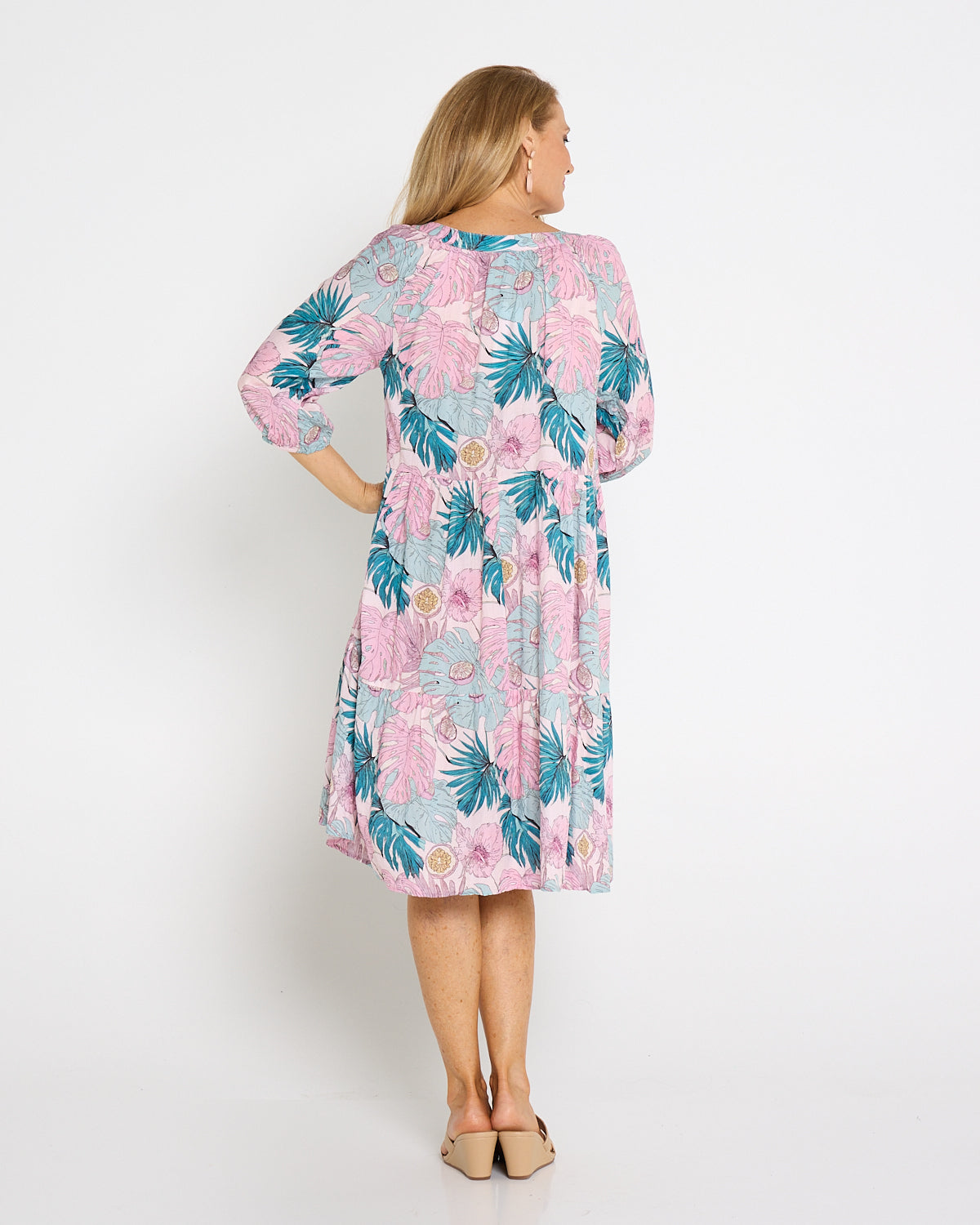 Cecilie Soft Tiered Dress - Pink Tropicana