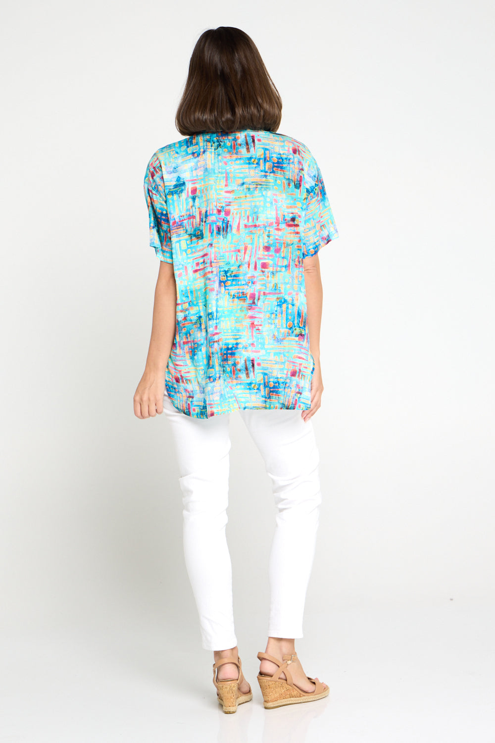 Caloundra Shirt - Aqua Raspberry Dapple