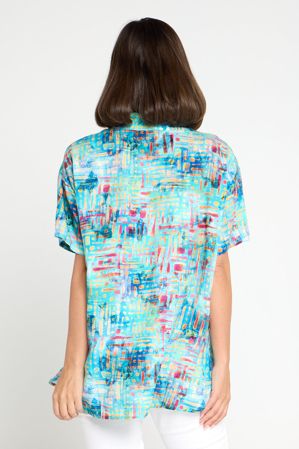 Caloundra Shirt - Aqua Raspberry Dapple