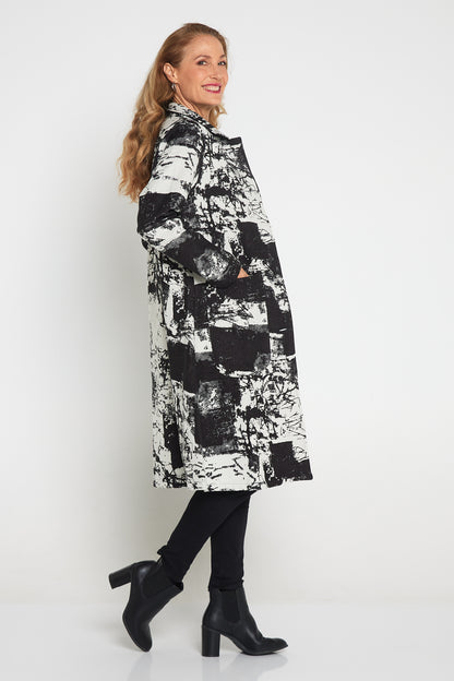 Carlton L/S Fleece Lined Coat - Black/White Patch