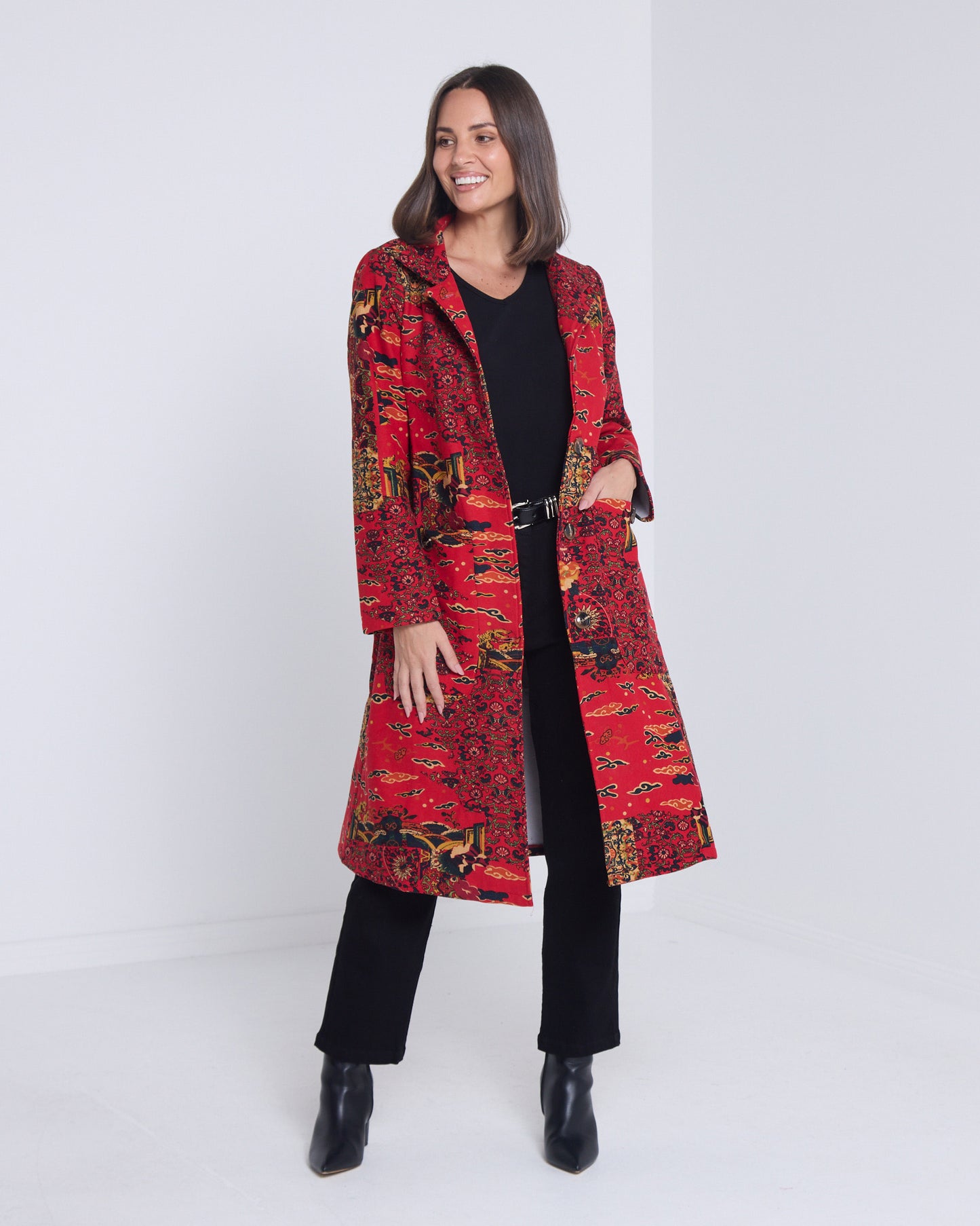 Carlton L/S Fleece Lined Coat - Sakura Print