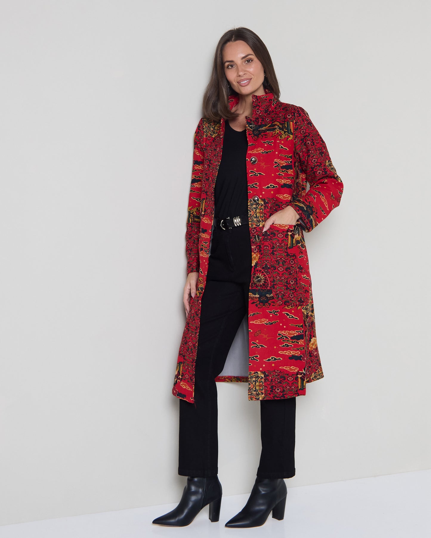 Carlton L/S Fleece Lined Coat - Sakura Print