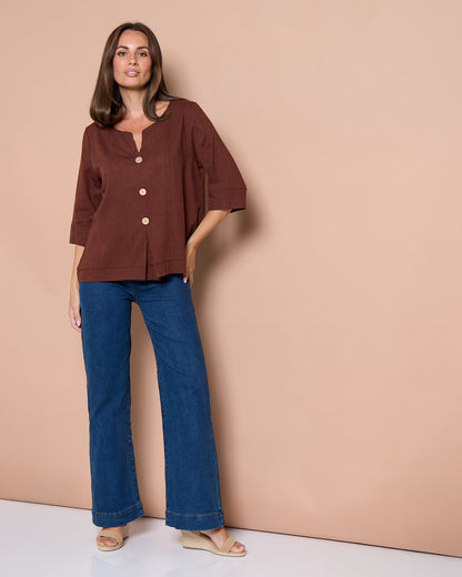 Cher Wide Leg Jeans - Mid Wash Blue Denim