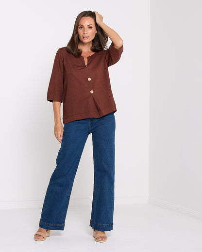 Cher Wide Leg Jeans - Mid Wash Blue Denim