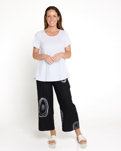 Aiko Linen Pants - Black/White Print