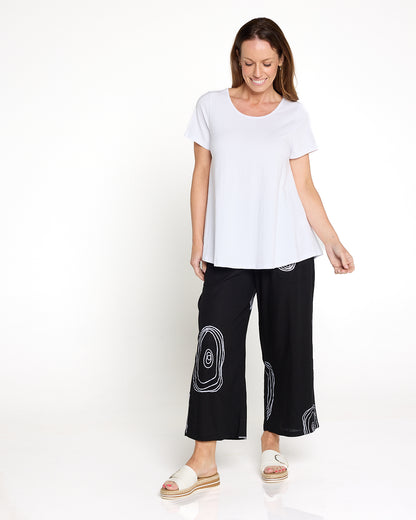 Aiko Linen Pants - Black/White Print