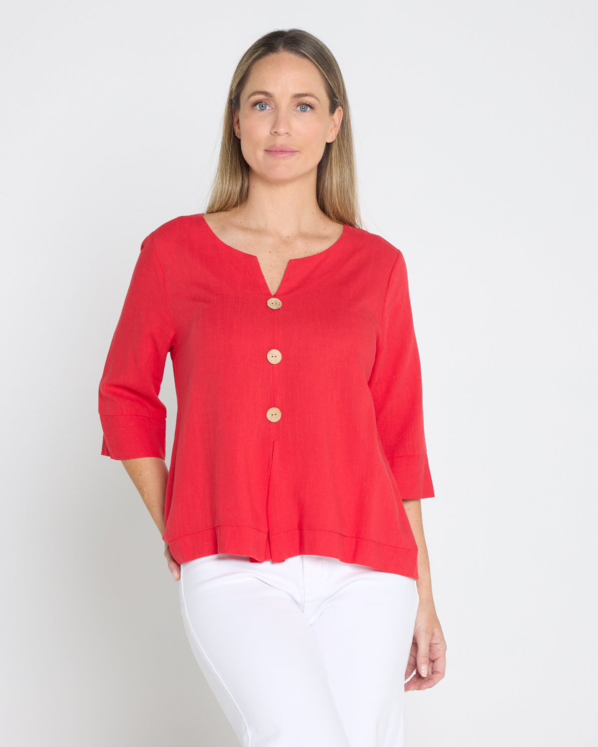 Mahri Linen Top - Red