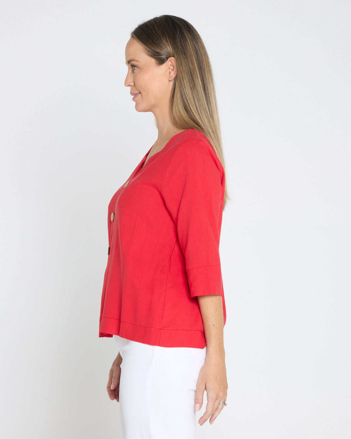 Mahri Linen Top - Red