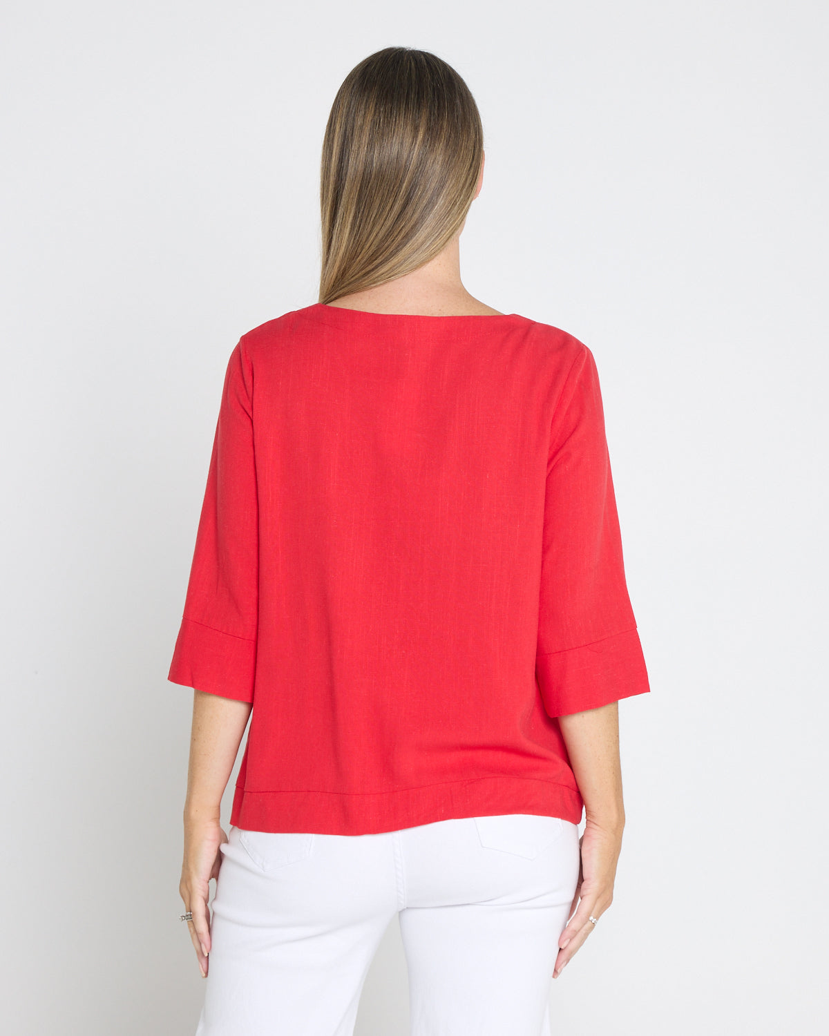 Mahri Linen Top - Red