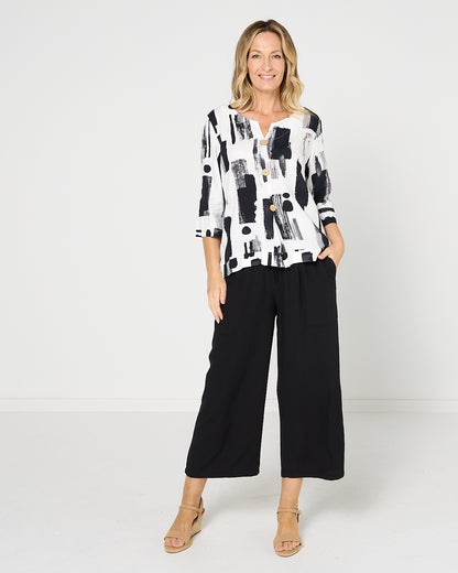Mahri Linen Top - Ink Wash