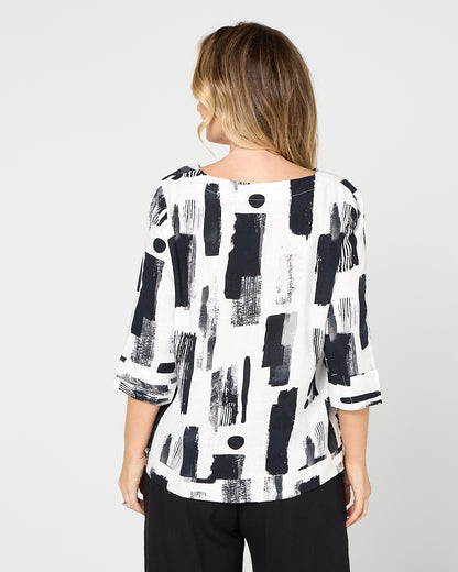 Mahri Linen Top - Ink Wash