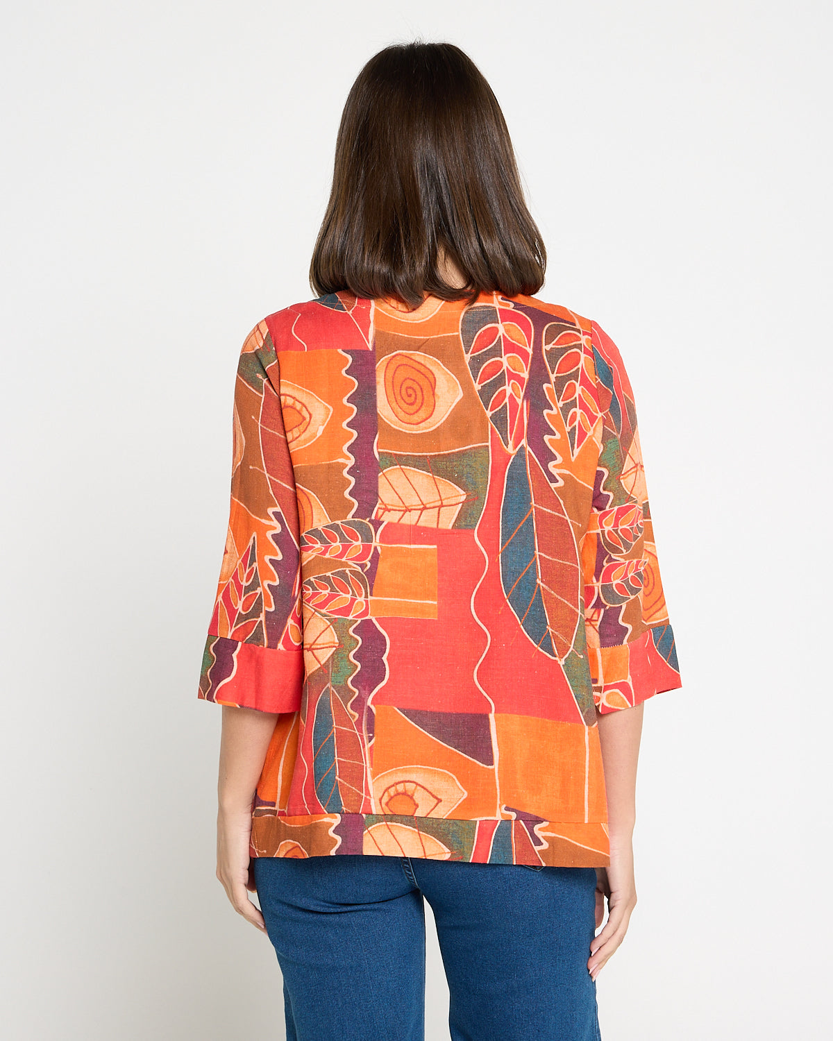 Mahri Linen Top - Papaya