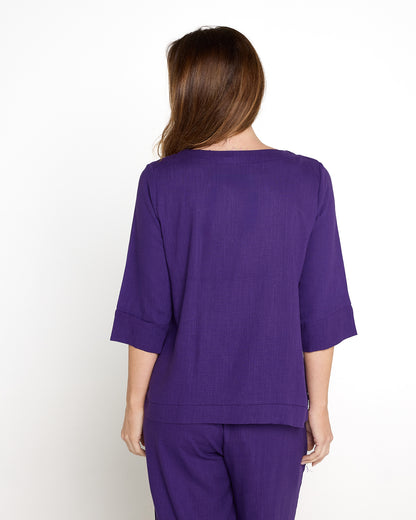 Mahri Linen Top & Aiko Pants - Purple