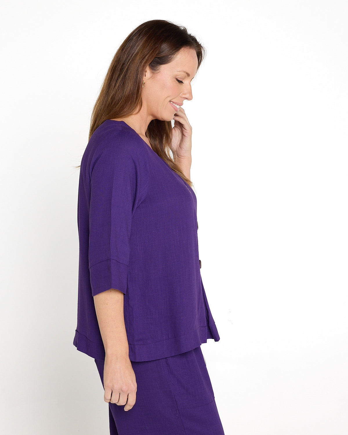 Mahri Linen Top & Aiko Pants - Purple