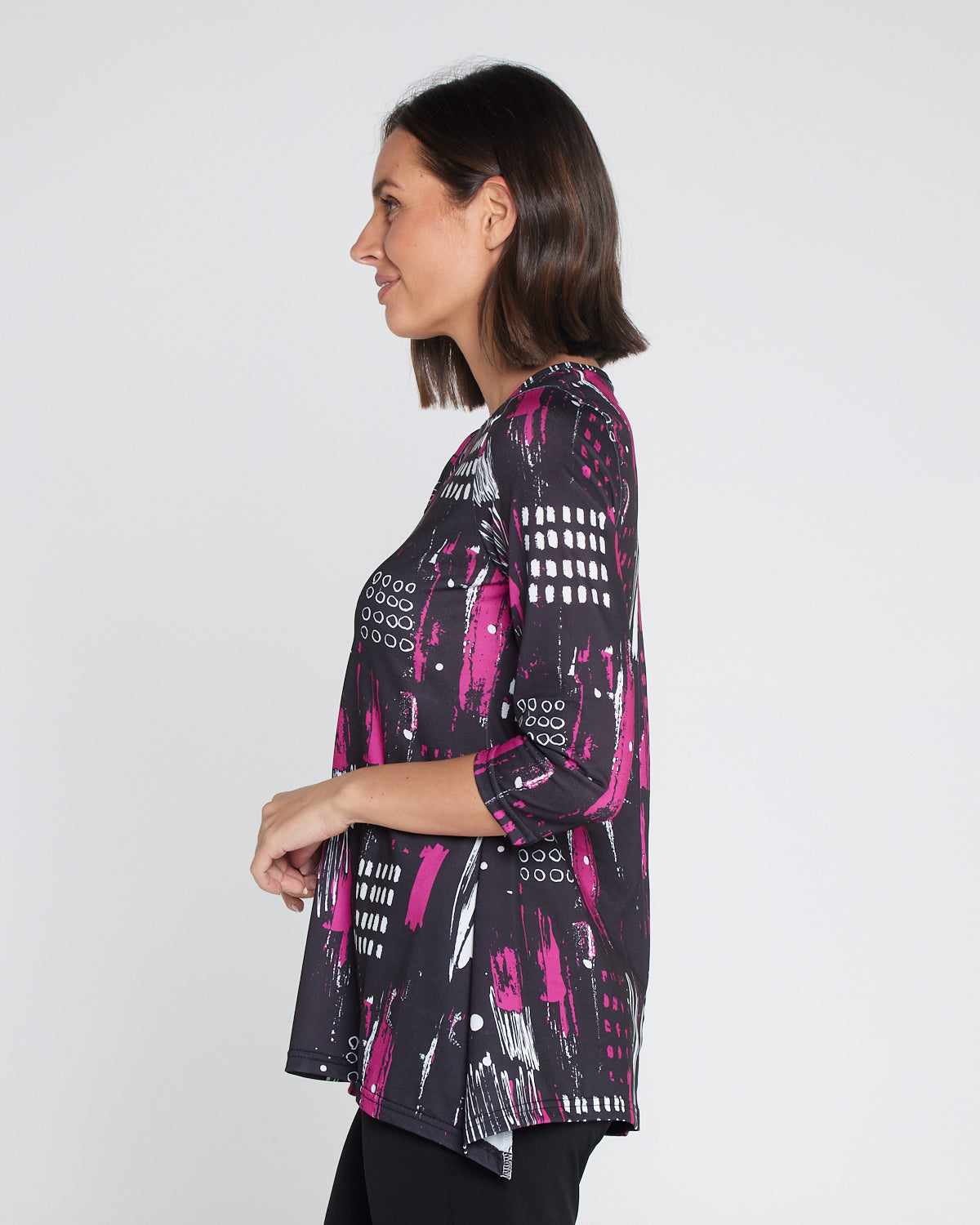 Tahlia Cut-Out Top - Black/Pink Contemporary