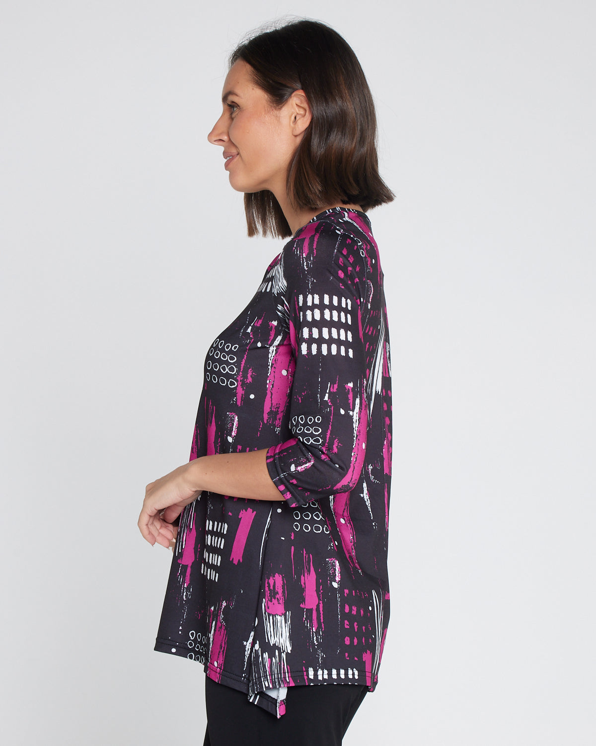 Tahlia Cut-Out Top - Black/Pink Contemporary