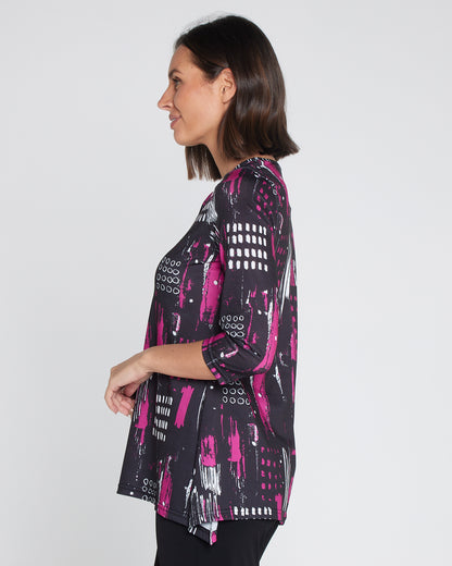 Tahlia Cut-Out Top - Black/Pink Contemporary