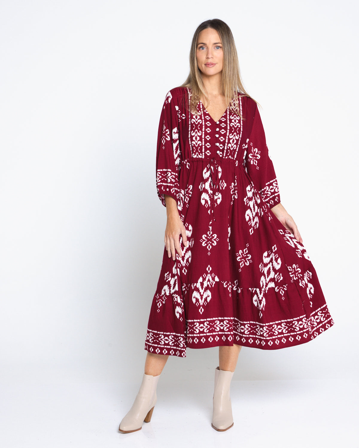 Rosalie Dress - Burgundy Tapestry