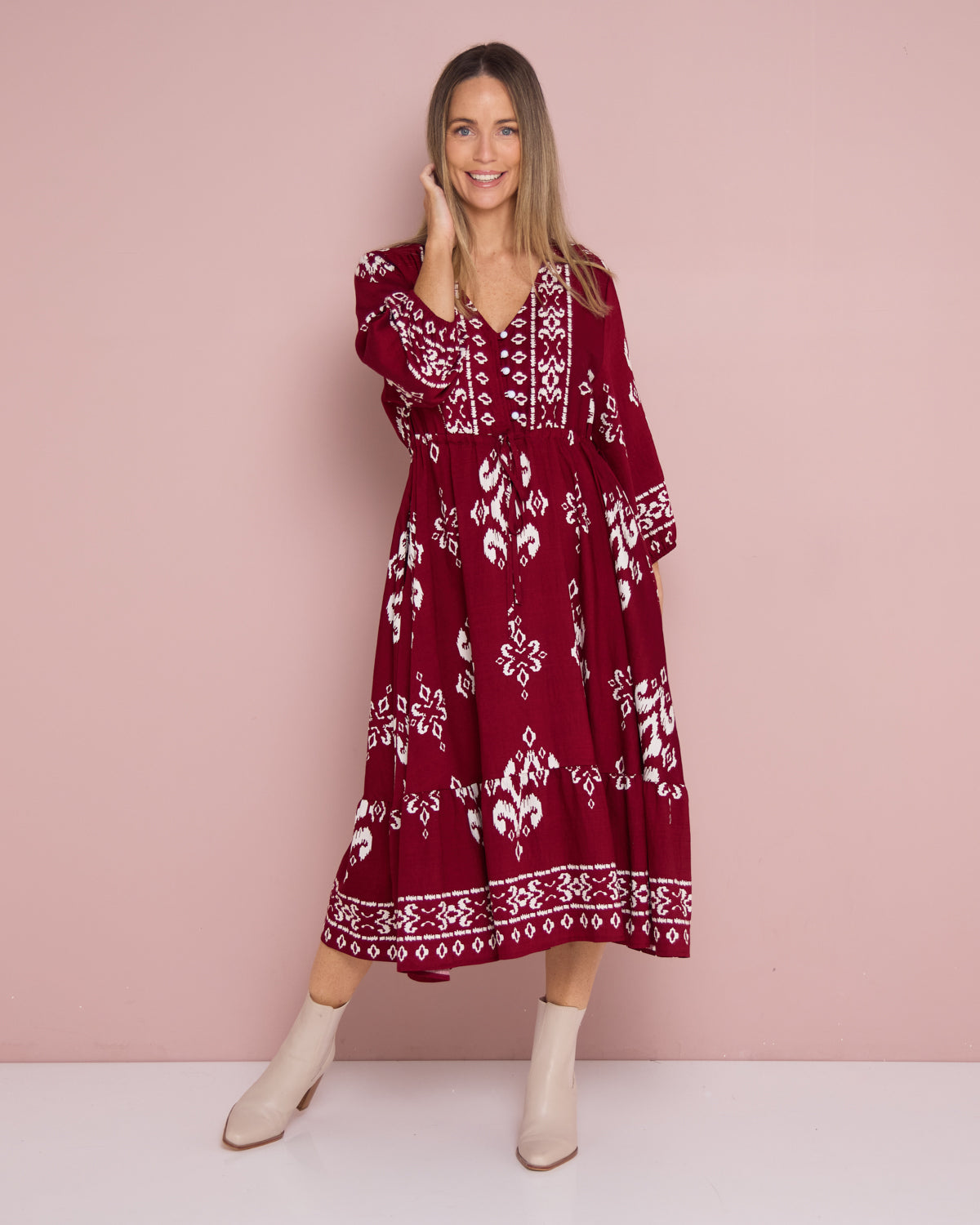 Rosalie Dress - Burgundy Tapestry