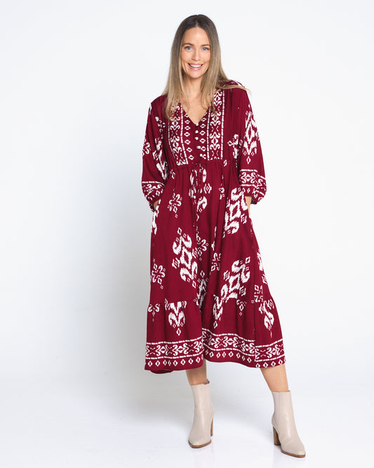 Rosalie Dress - Burgundy Tapestry
