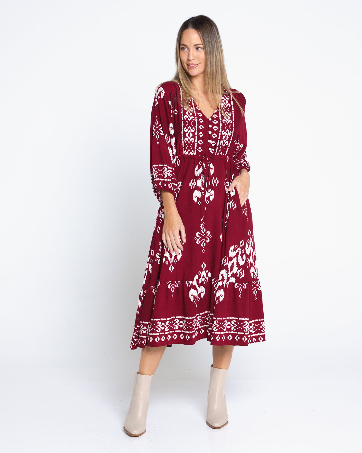 Rosalie Dress - Burgundy Tapestry