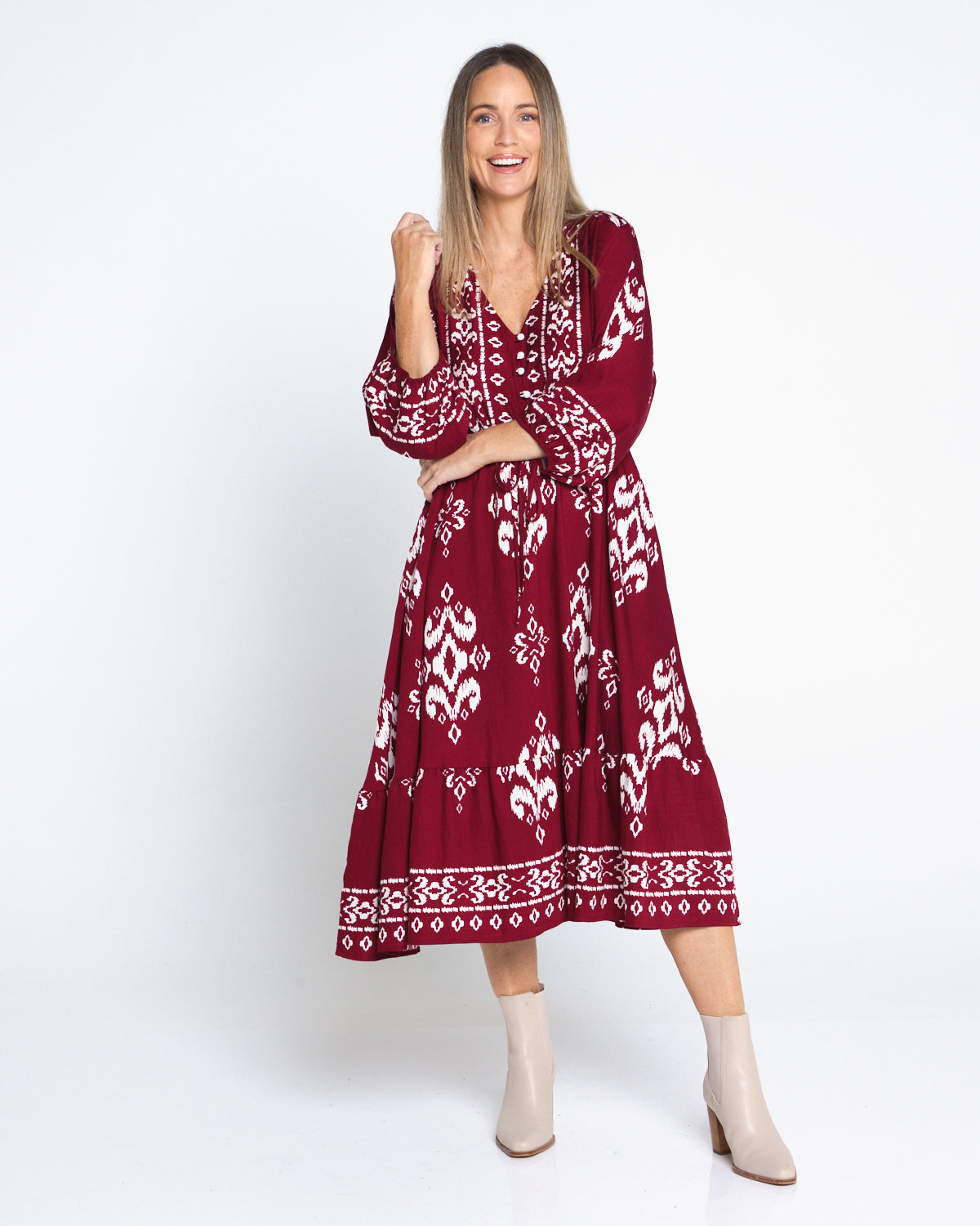 Rosalie Dress - Burgundy Tapestry
