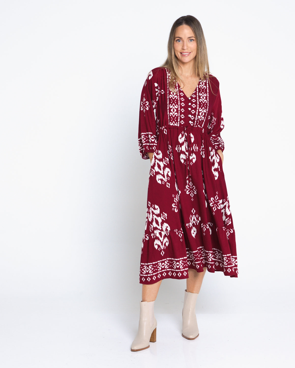 Rosalie Dress - Burgundy Tapestry