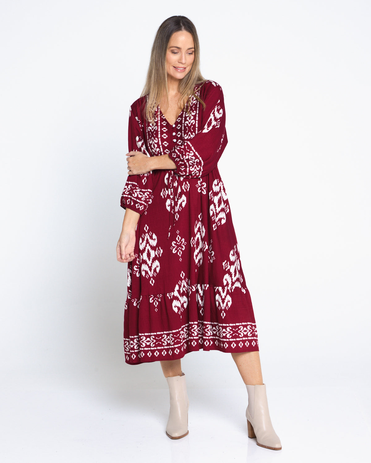 Rosalie Dress - Burgundy Tapestry