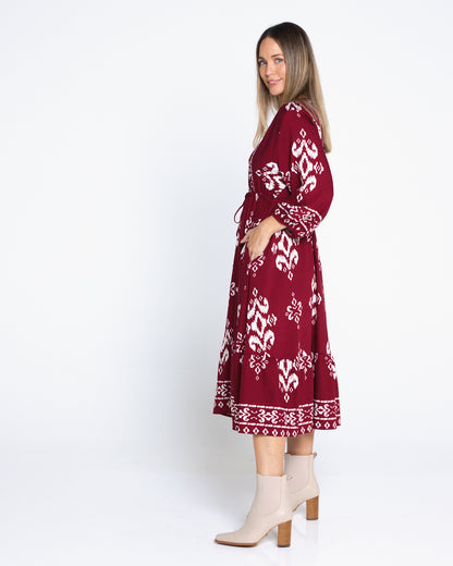 Rosalie Dress - Burgundy Tapestry