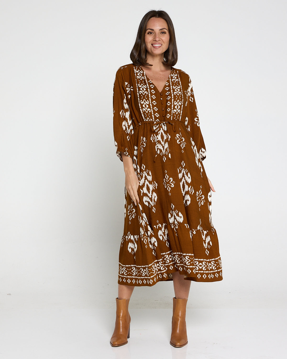 Rosalie Dress - Brown Tapestry