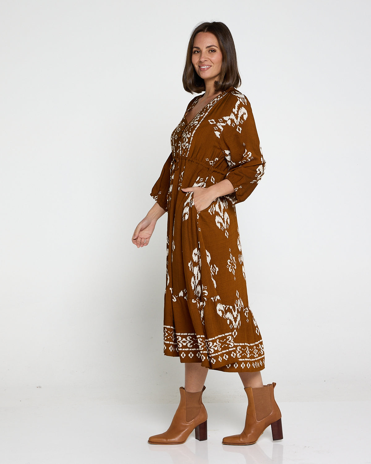 Rosalie Dress - Brown Tapestry