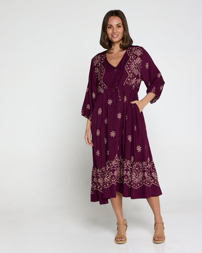 Rosalie Dress - Plum Tapestry