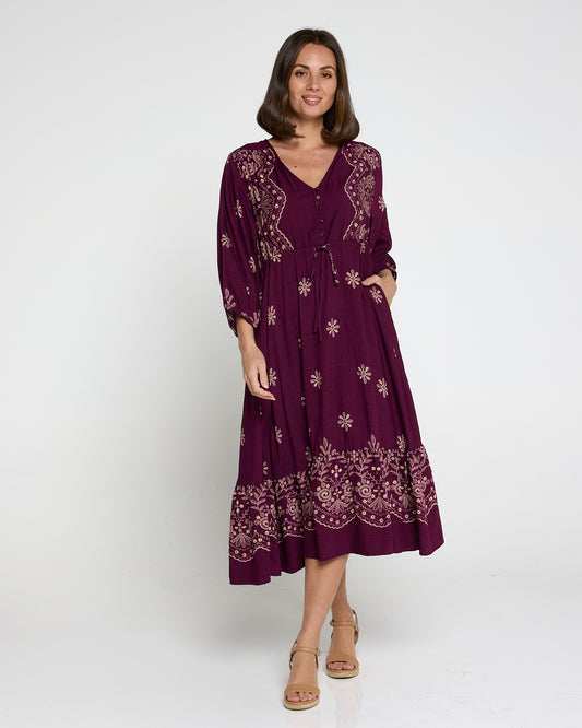 Rosalie Dress - Plum Tapestry