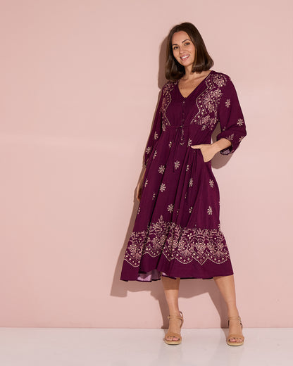 Rosalie Dress - Plum Tapestry