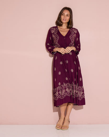 Rosalie Dress - Plum Tapestry