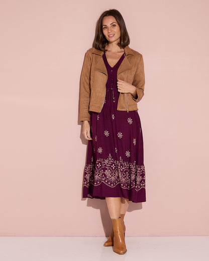 Lia Faux Suede Jacket - Tan