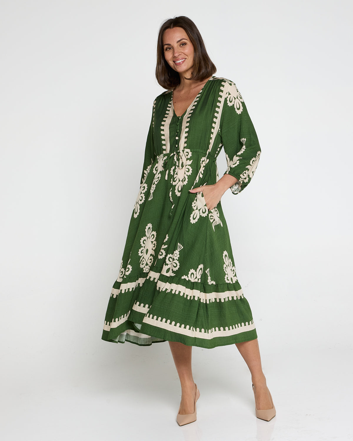 Rosalie Dress - Green Tapestry