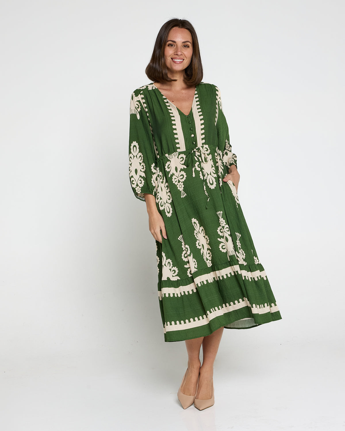 Rosalie Dress - Green Tapestry
