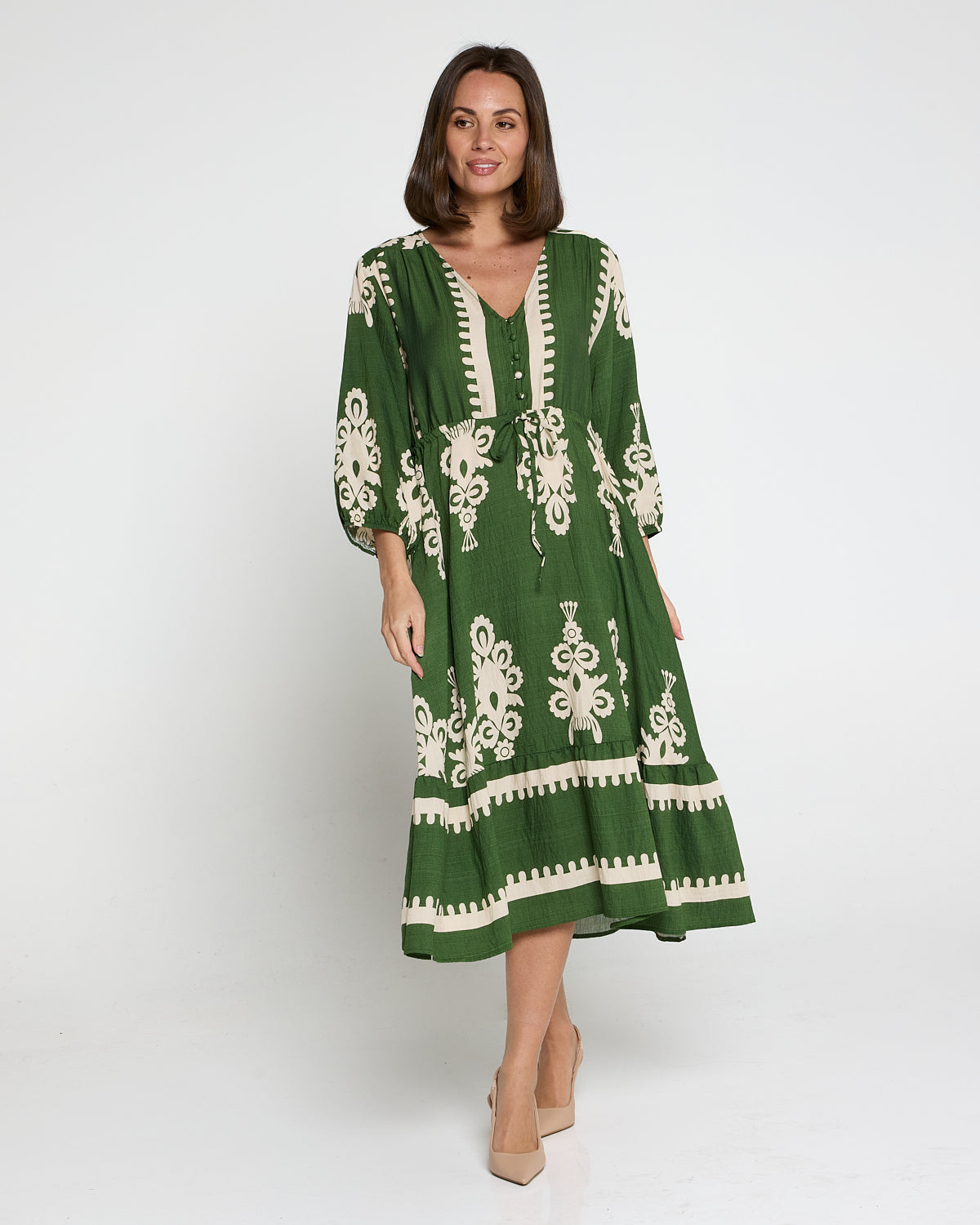 Rosalie Dress - Green Tapestry