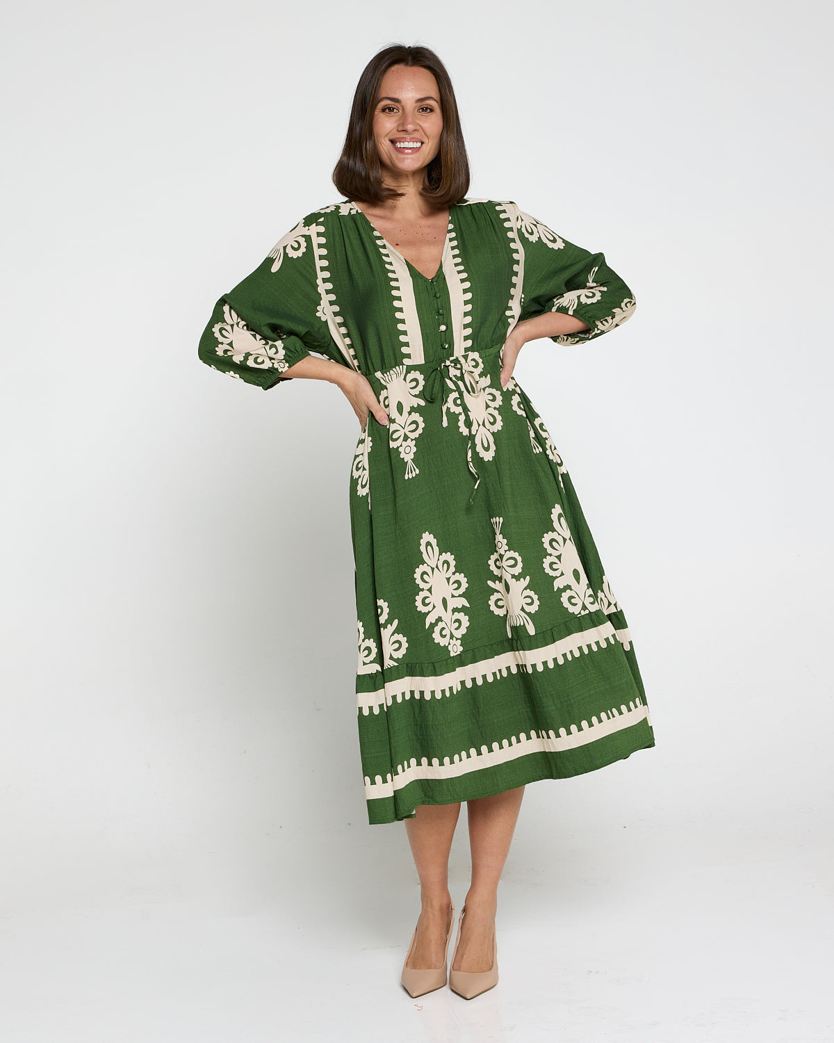 Rosalie Dress - Green Tapestry