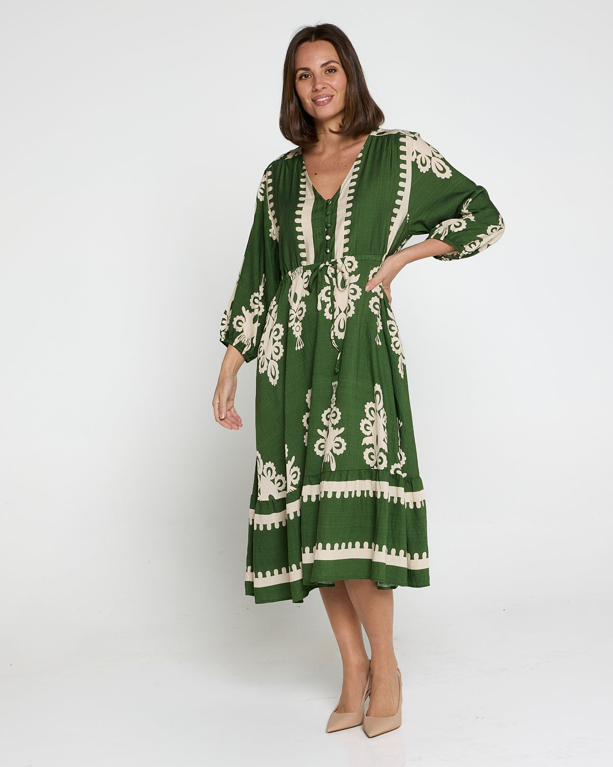 Rosalie Dress - Green Tapestry
