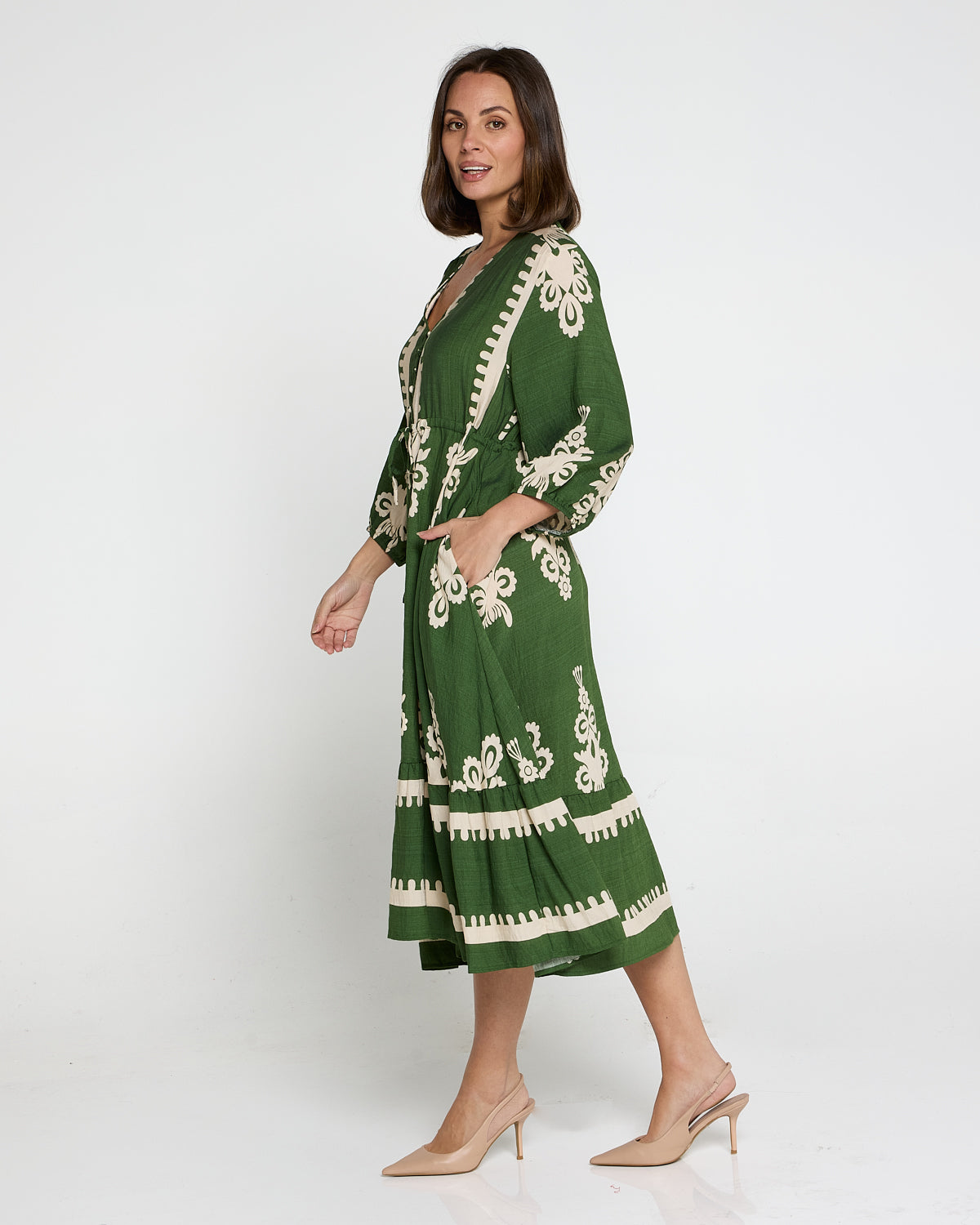 Rosalie Dress - Green Tapestry