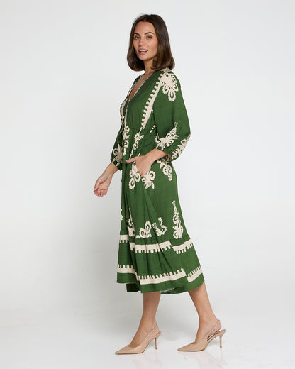 Rosalie Dress - Green Tapestry