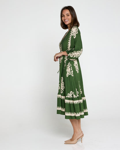 Rosalie Dress - Green Tapestry