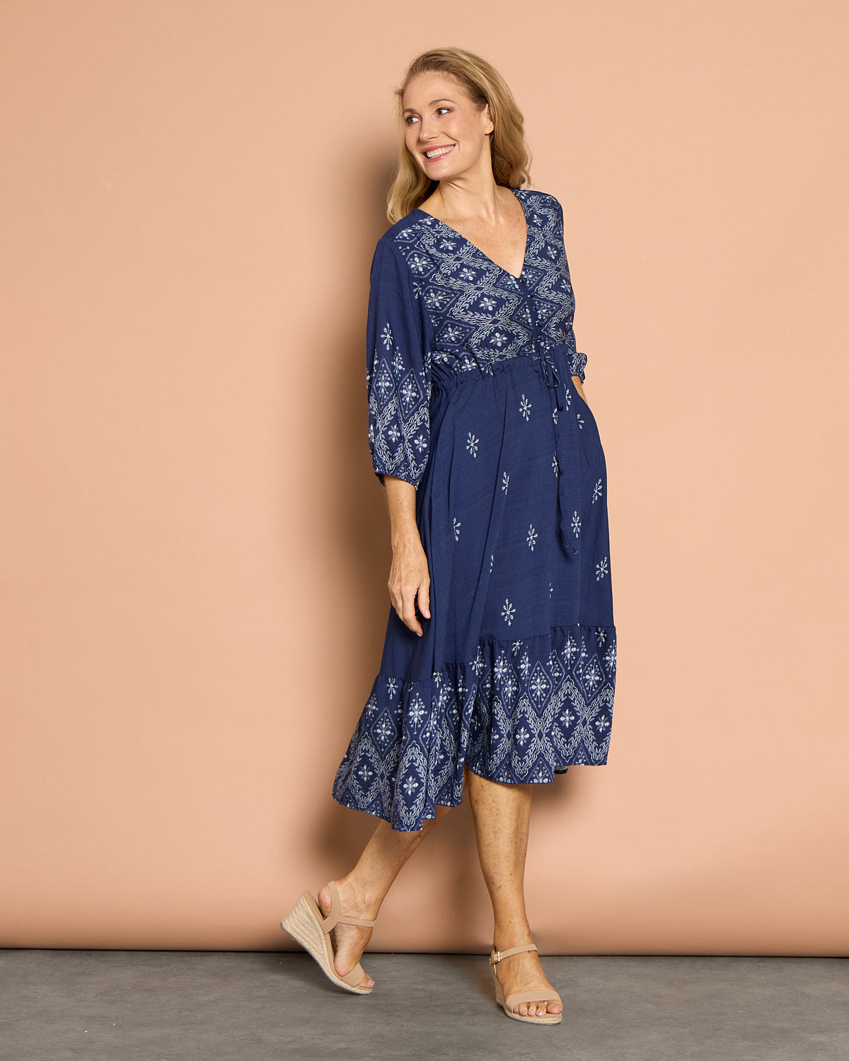 Rosalie Dress - Indigo Mosaic