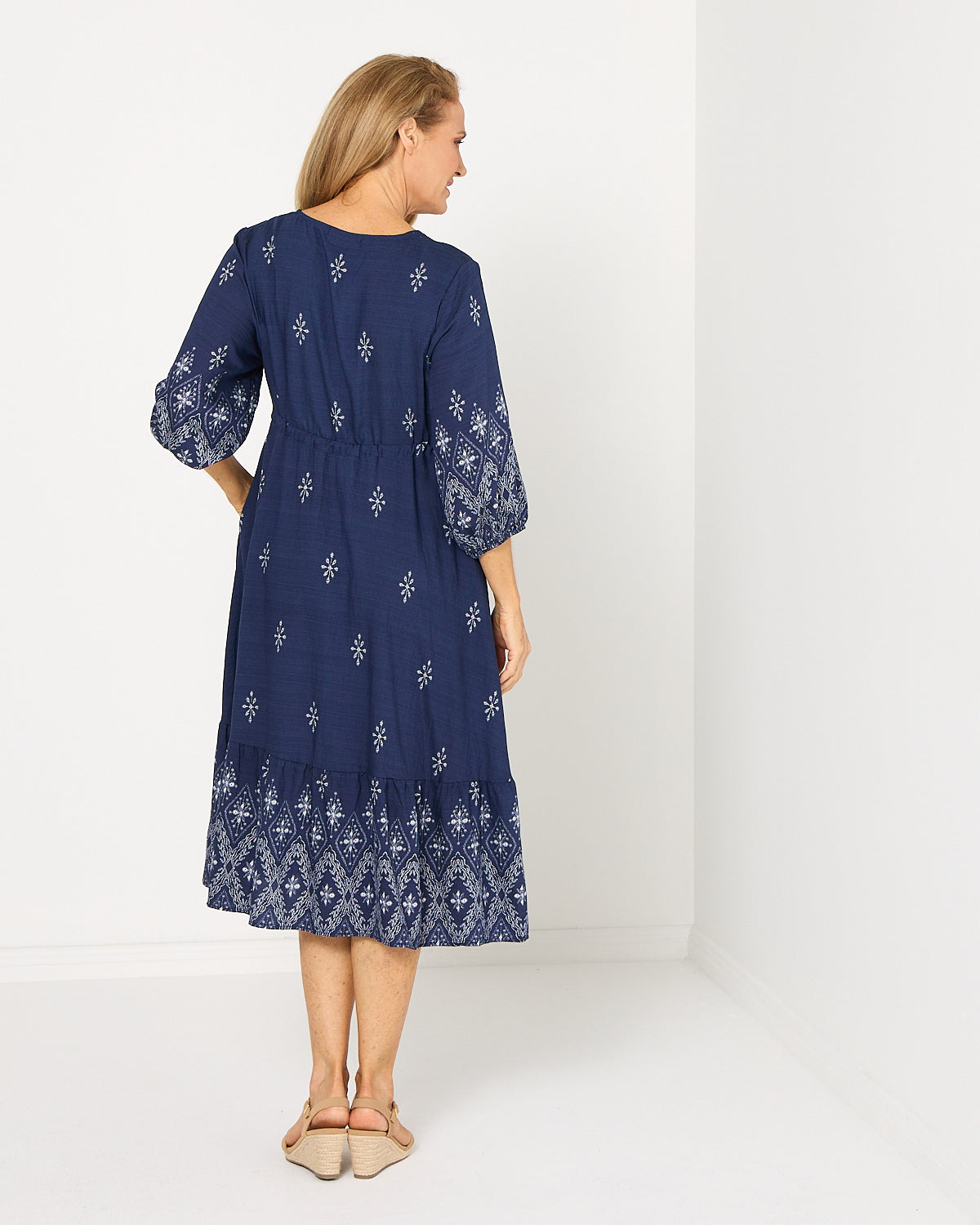 Rosalie Dress - Indigo Mosaic