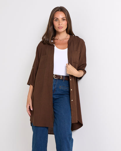 Candace Tunic Shirt - Brown